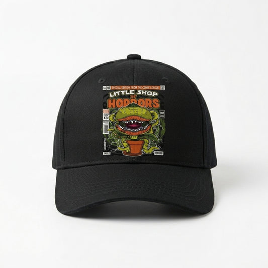 Little Shop of Horrors Audrey II Comic Graphic Baseball Cap - Vintage Cult Movie Cap (Black)