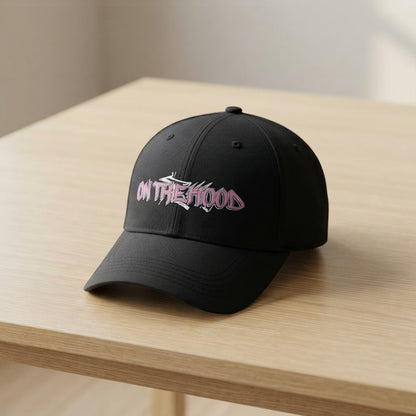 In The Hood Graffiti Style Graphic Baseball Cap - Urban Streetwear Cap (Black)
