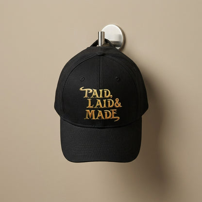 WWE Evolution & "Paid Laid Made" Gold Graphic Baseball Cap (White & Black)