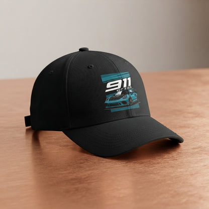 Porsche 911 GT3 RS Supercar Graphic Baseball Cap - Automotive Racing Cap (Black)