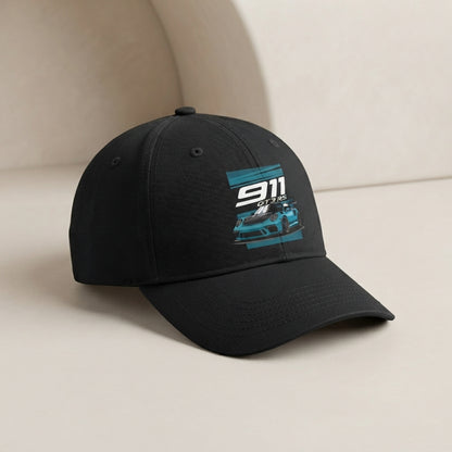 Porsche 911 GT3 RS Supercar Graphic Baseball Cap - Automotive Racing Cap (Black)