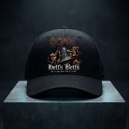 AC/DC Hells Bells Heavy Metal Band Graphic Baseball Cap - Rock Music Cap (Black)