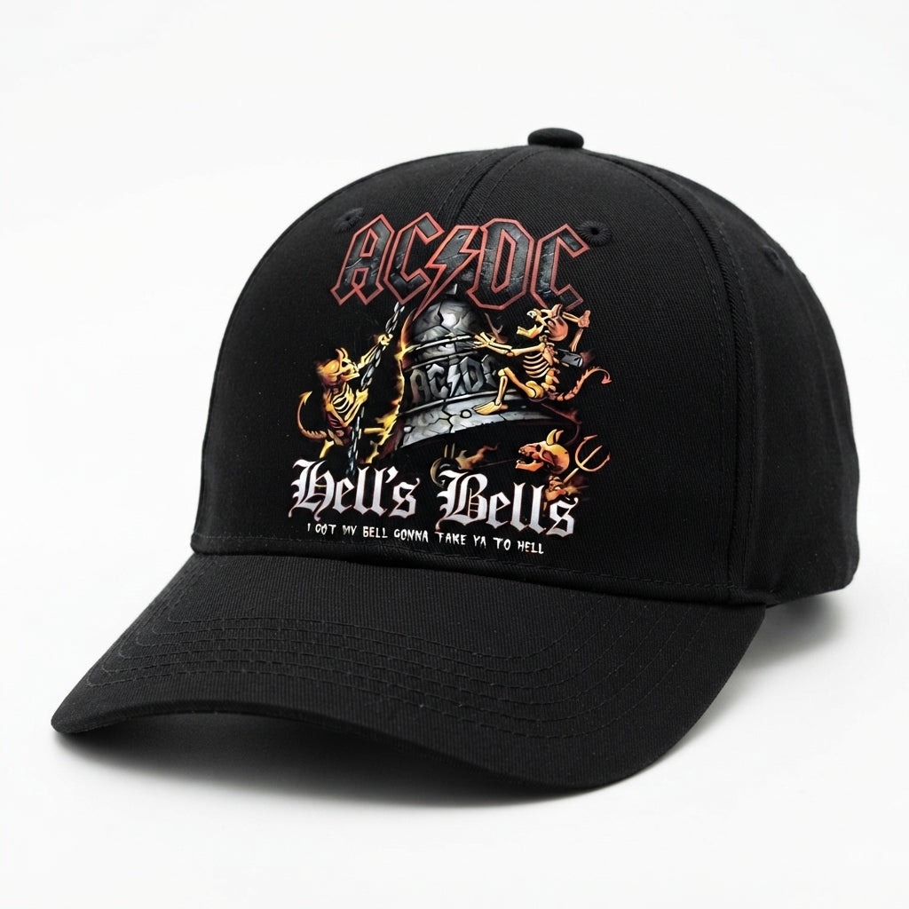 AC/DC Hells Bells Heavy Metal Band Graphic Baseball Cap - Rock Music Cap (Black)