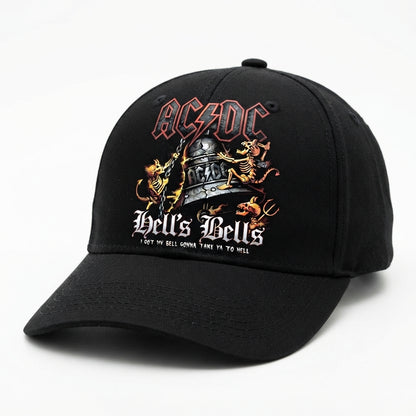 AC/DC Hells Bells Heavy Metal Band Graphic Baseball Cap - Rock Music Cap (Black)