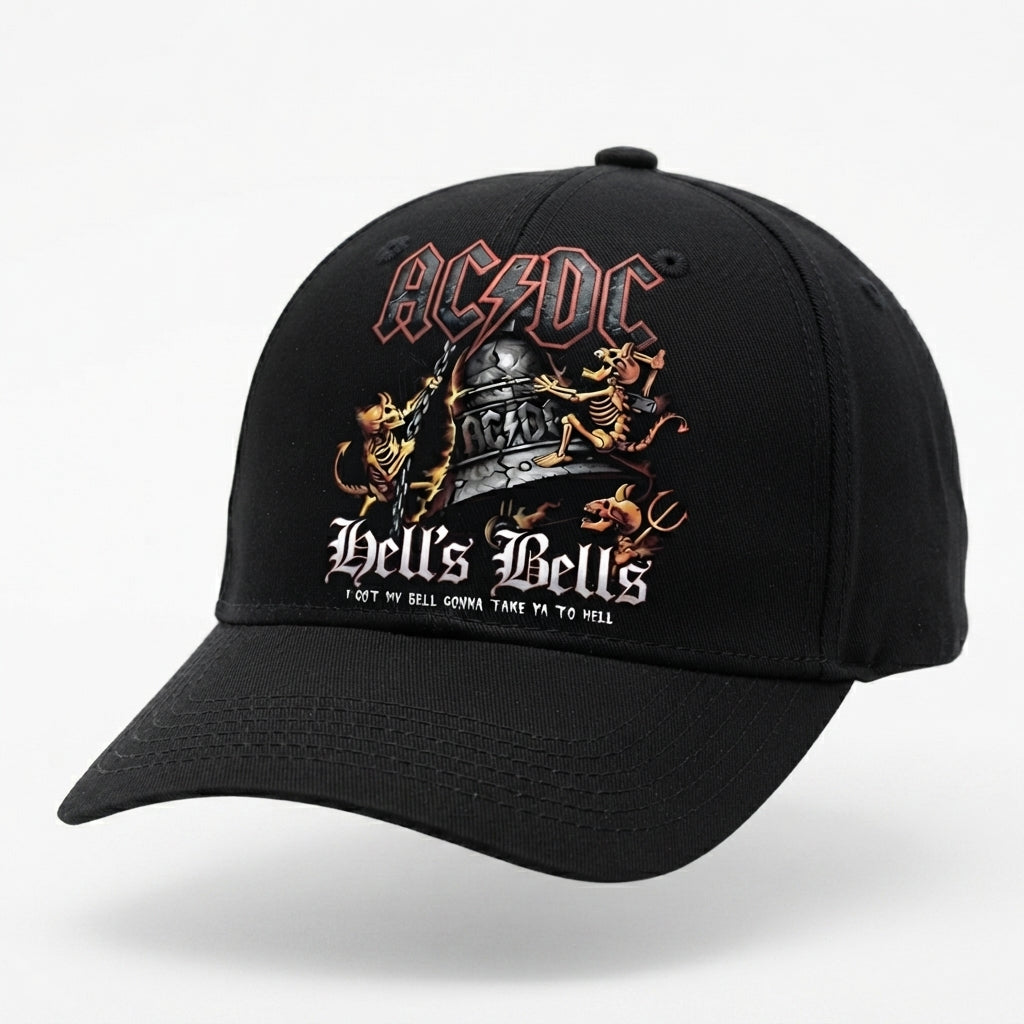 AC/DC Hells Bells Heavy Metal Band Graphic Baseball Cap - Rock Music Cap (Black)