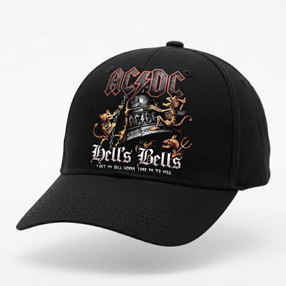 AC/DC Hells Bells Heavy Metal Band Graphic Baseball Cap - Rock Music Cap (Black)