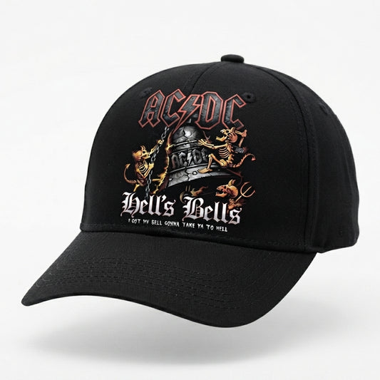 AC/DC Hells Bells Heavy Metal Band Graphic Baseball Cap - Rock Music Cap (Black)