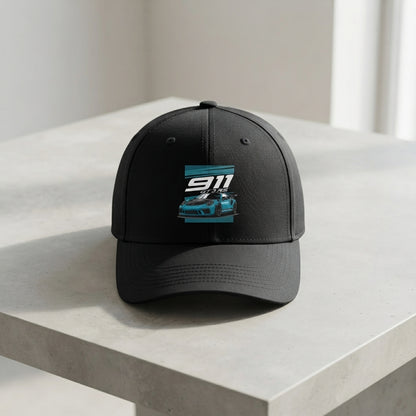 Porsche 911 GT3 RS Supercar Graphic Baseball Cap - Automotive Racing Cap (Black)