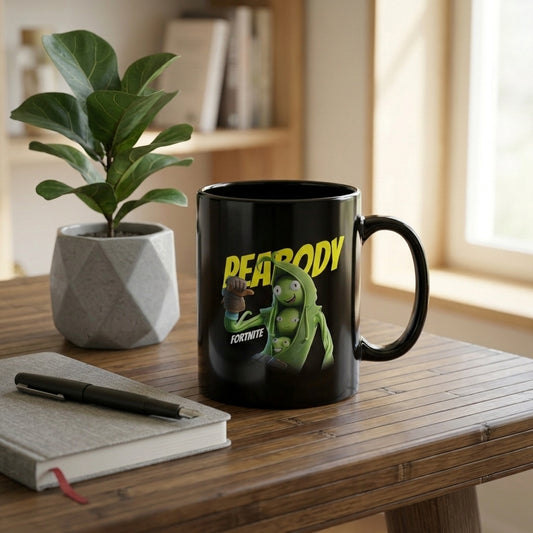 Fortnite Peabody Character Black Ceramic Coffee Mug 11oz Premium Gaming Cup Gift for Gamers