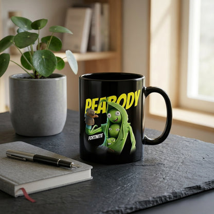 Fortnite Peabody Character Black Ceramic Coffee Mug 11oz Premium Gaming Cup Gift for Gamers