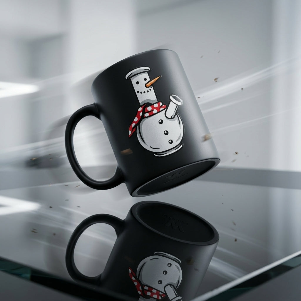Funny Snowman Graphic Christmas Coffee Mug 11oz - Black Ceramic Tea Cup