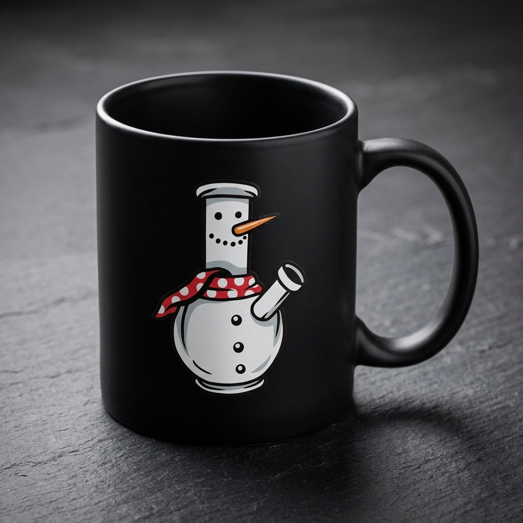 Funny Snowman Graphic Christmas Coffee Mug 11oz - Black Ceramic Tea Cup