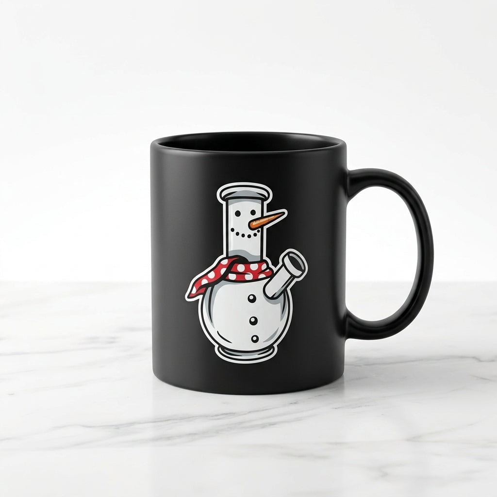 Funny Snowman Graphic Christmas Coffee Mug 11oz - Black Ceramic Tea Cup