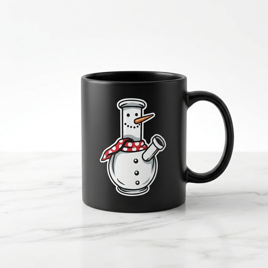 Funny Snowman Graphic Christmas Coffee Mug 11oz - Black Ceramic Tea Cup