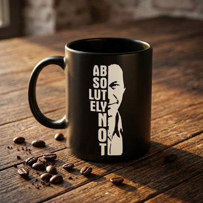 Imran Khan Absolutely Not Vertical Typography Black Ceramic Mug - Bold Face Silhouette Political Statement Coffee Cup (11oz)