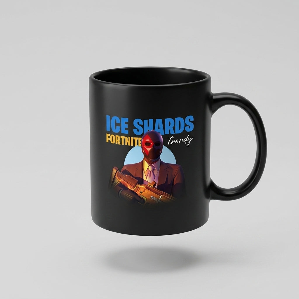 Fortnite Ice Shards Masked Agent Graphic Black Ceramic Mug - Gamer Geek Gift Halloween Coffee Cup (11oz)