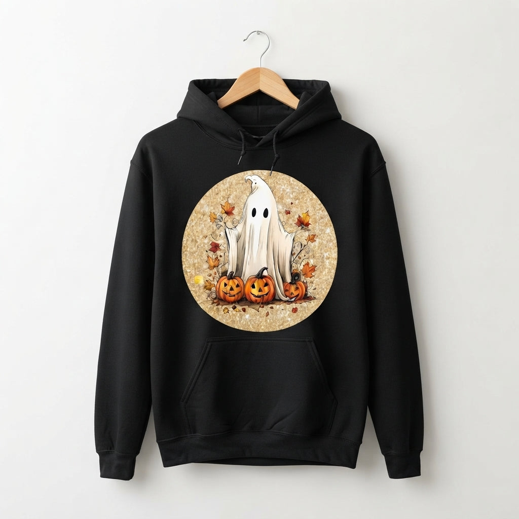 Vintage Sheet Ghost Autumn Pumpkins Fall Halloween Graphic Pullover Hoodie
