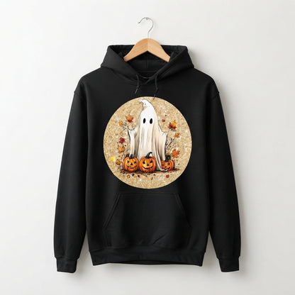 Vintage Sheet Ghost Autumn Pumpkins Fall Halloween Graphic Pullover Hoodie