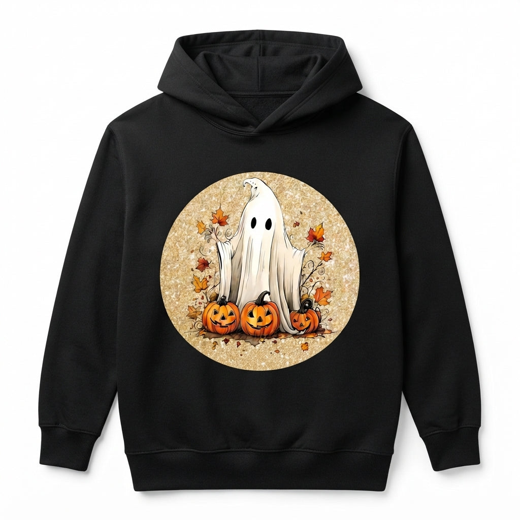 Vintage Sheet Ghost Autumn Pumpkins Fall Halloween Graphic Pullover Hoodie