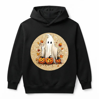 Vintage Sheet Ghost Autumn Pumpkins Fall Halloween Graphic Pullover Hoodie