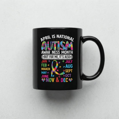 National Autism Awareness Month Everyday Graphic Ceramic Cup – Year Round Support Black Drinkware