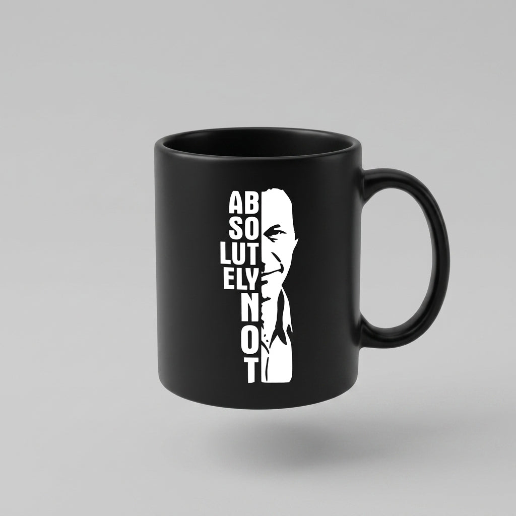 Imran Khan Absolutely Not Vertical Typography Black Ceramic Mug - Bold Face Silhouette Political Statement Coffee Cup (11oz)