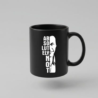 Imran Khan Absolutely Not Vertical Typography Black Ceramic Mug - Bold Face Silhouette Political Statement Coffee Cup (11oz)