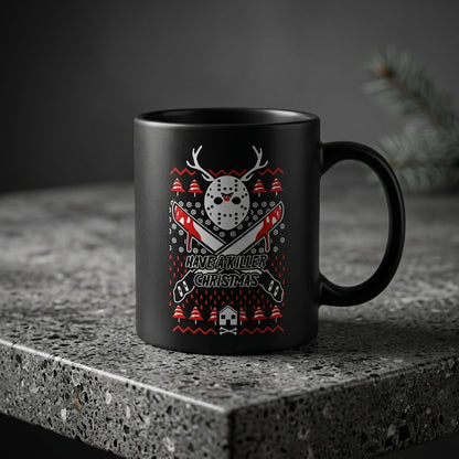 Funny "Have A Killer Christmas" Ugly Sweater Coffee Mug 11oz - Black Ceramic Tea Cup