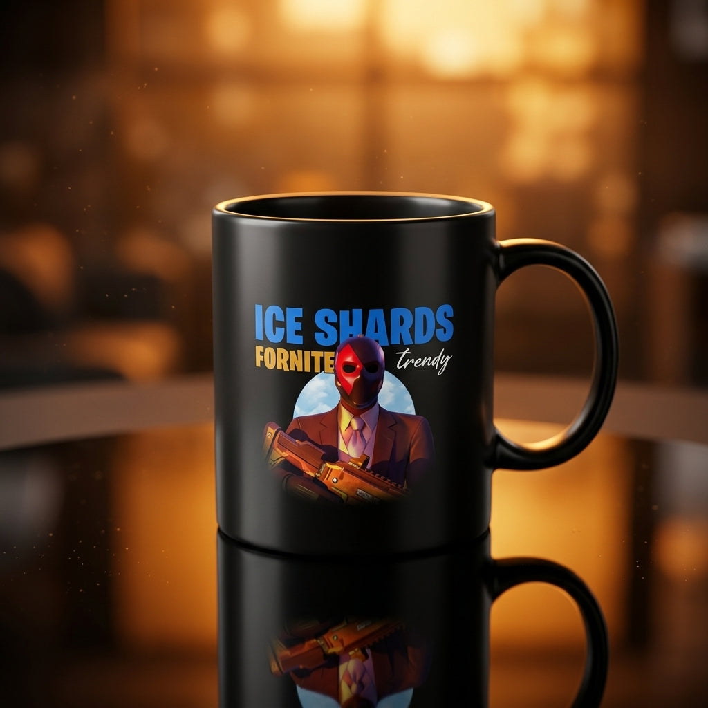 Fortnite Ice Shards Masked Agent Graphic Black Ceramic Mug - Gamer Geek Gift Halloween Coffee Cup (11oz)