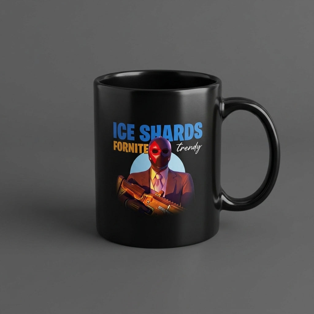 Fortnite Ice Shards Masked Agent Graphic Black Ceramic Mug - Gamer Geek Gift Halloween Coffee Cup (11oz)