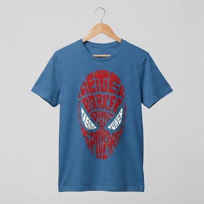 Peter Parker Typography Mask Graphic Tee – Superhero Streetwear T-Shirt