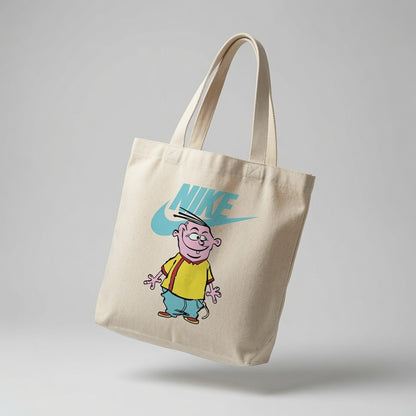 Retro Cartoon Character Graphic Canvas Tote Bag | Nostalgic 90s Pop Culture Cotton Tote