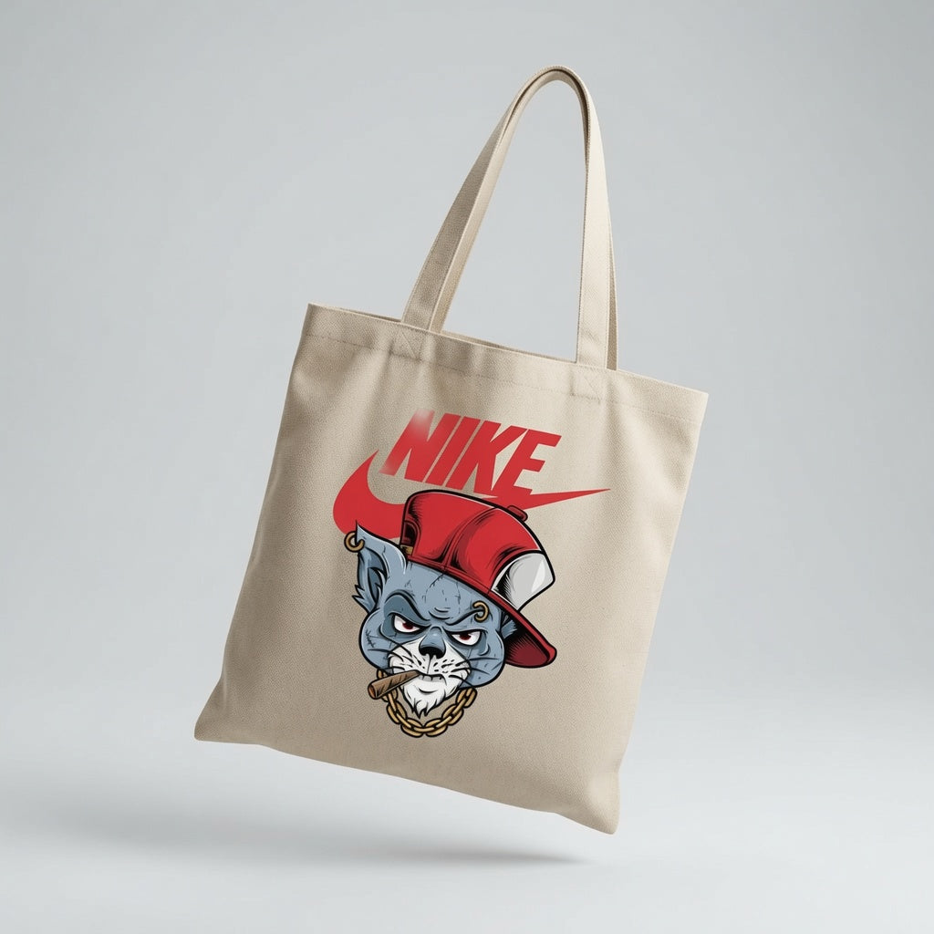 Urban Streetwear Graphic Canvas Tote Bag - Bad Cat Design