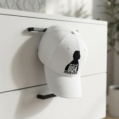 Imran Khan 804 Silhouette Graphic Baseball Cap - PTI Supporter Cap (White)