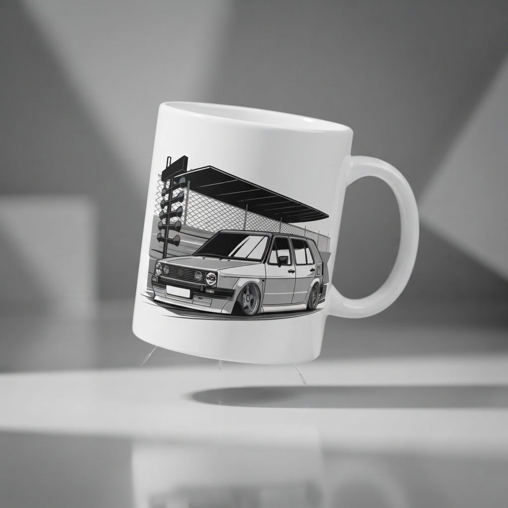 Classic Retro Car Christmas Graphic 11oz White Ceramic Coffee Cup & Mug | Holiday Gift