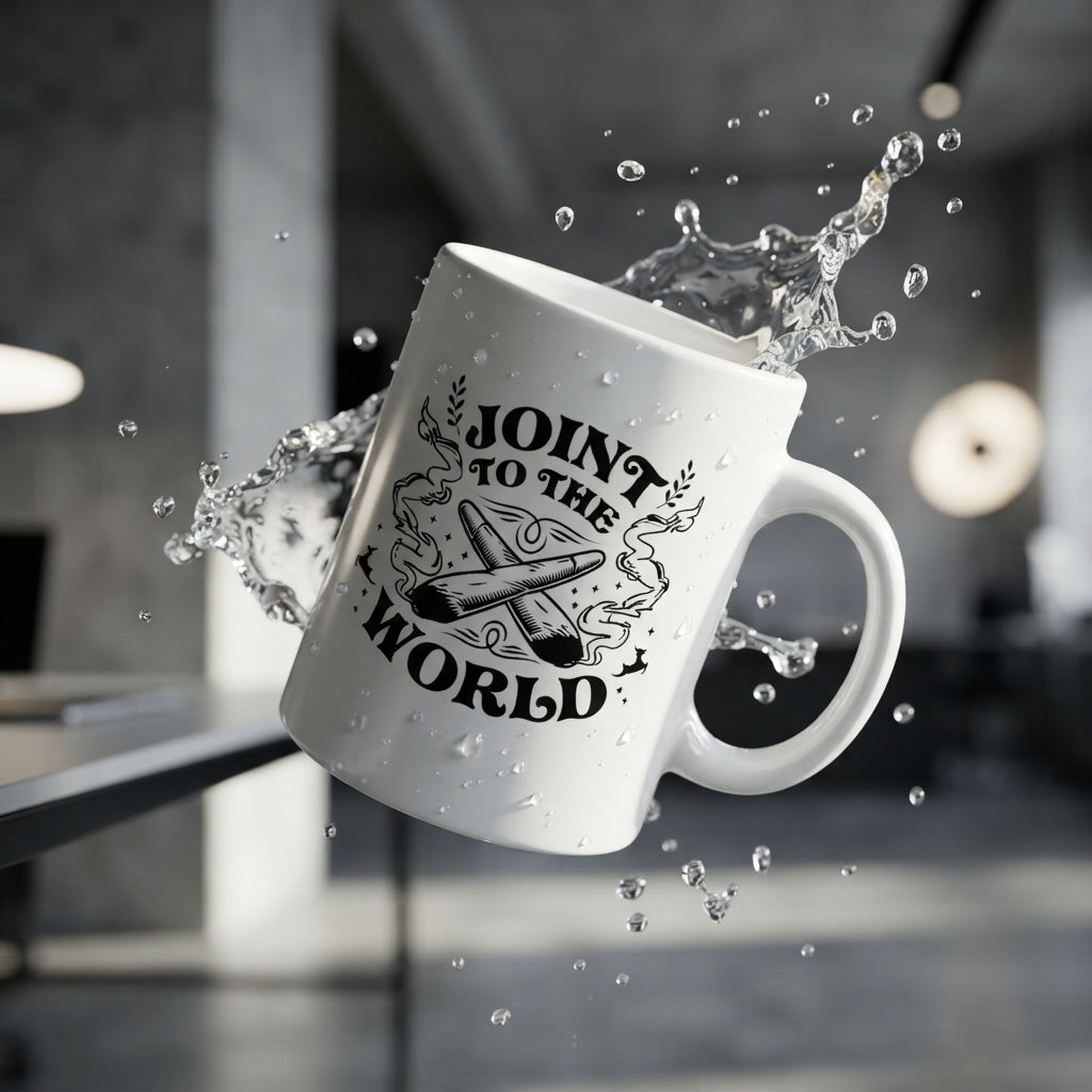 Funny "Joint To The World" Christmas Coffee Mug 11oz - Novelty Holiday White Ceramic Tea Cup