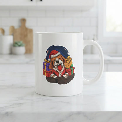 Cute Christmas Dog With Gifts Coffee Mug 11oz - White Ceramic Tea Cup