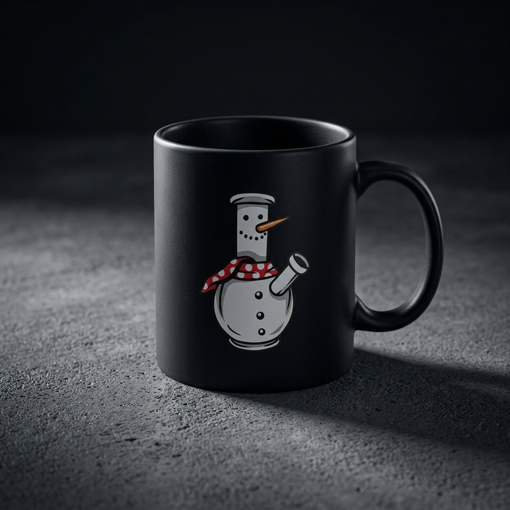 Funny Snowman Graphic Christmas Coffee Mug 11oz - Black Ceramic Tea Cup