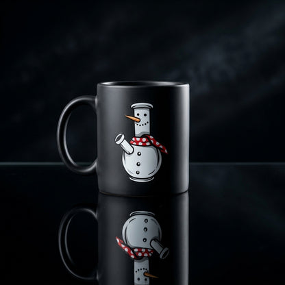 Funny Snowman Graphic Christmas Coffee Mug 11oz - Black Ceramic Tea Cup