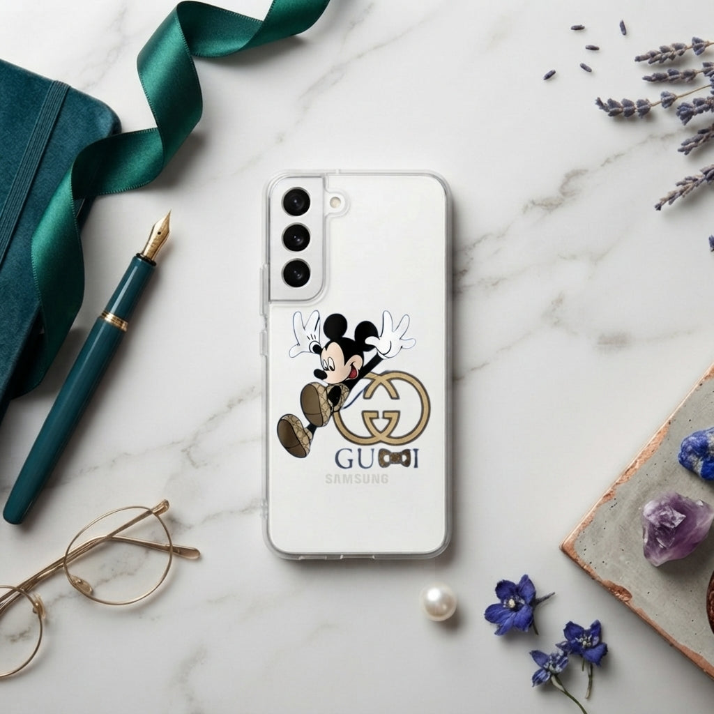 Playful Mickey Mouse Designer Logo Clear Case for Samsung Galaxy