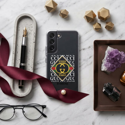 Luxury Geometric Emblem Print Clear Case for Samsung Galaxy