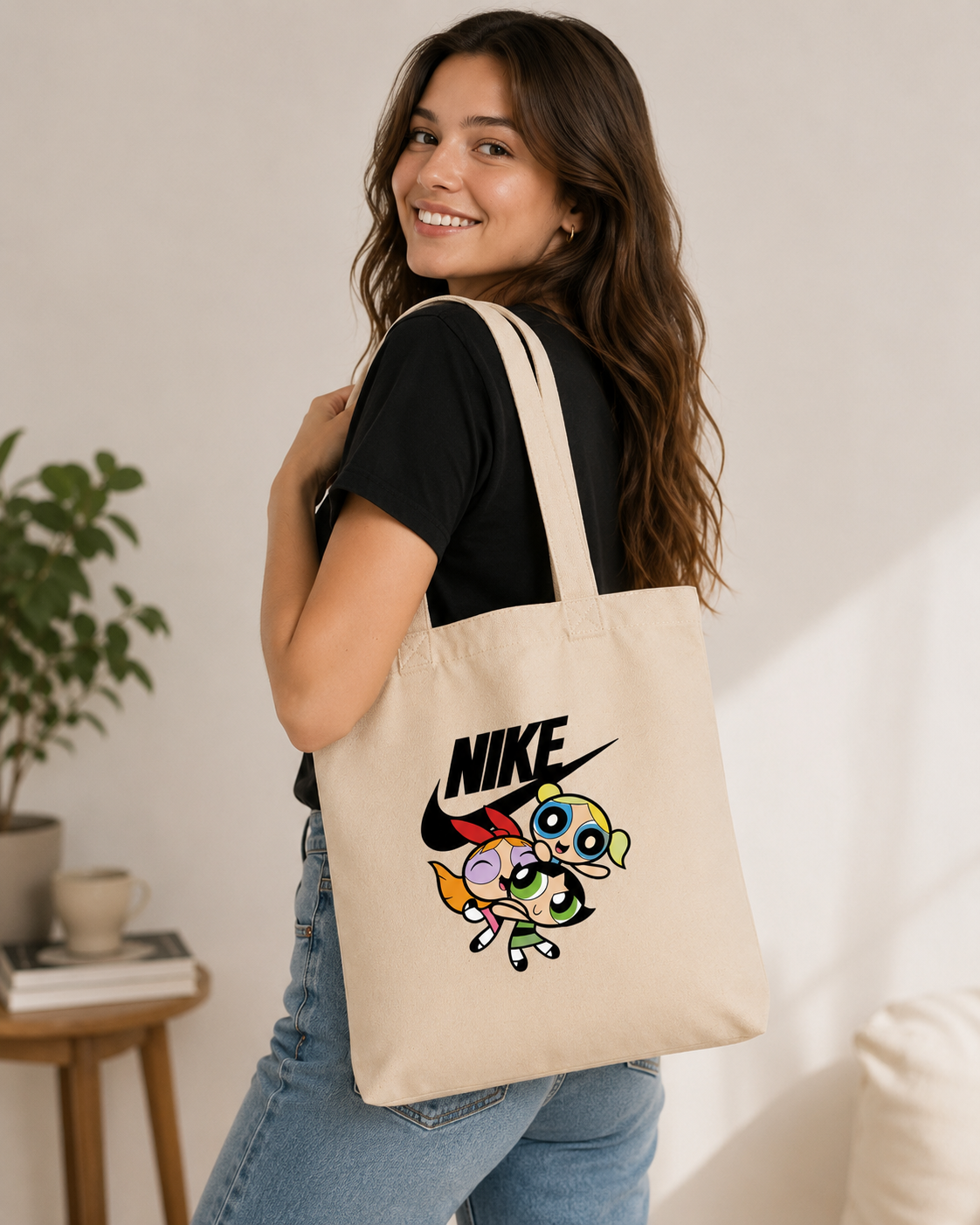 Nike x Powerpuff Girls Collaboration Canvas Tote Bag