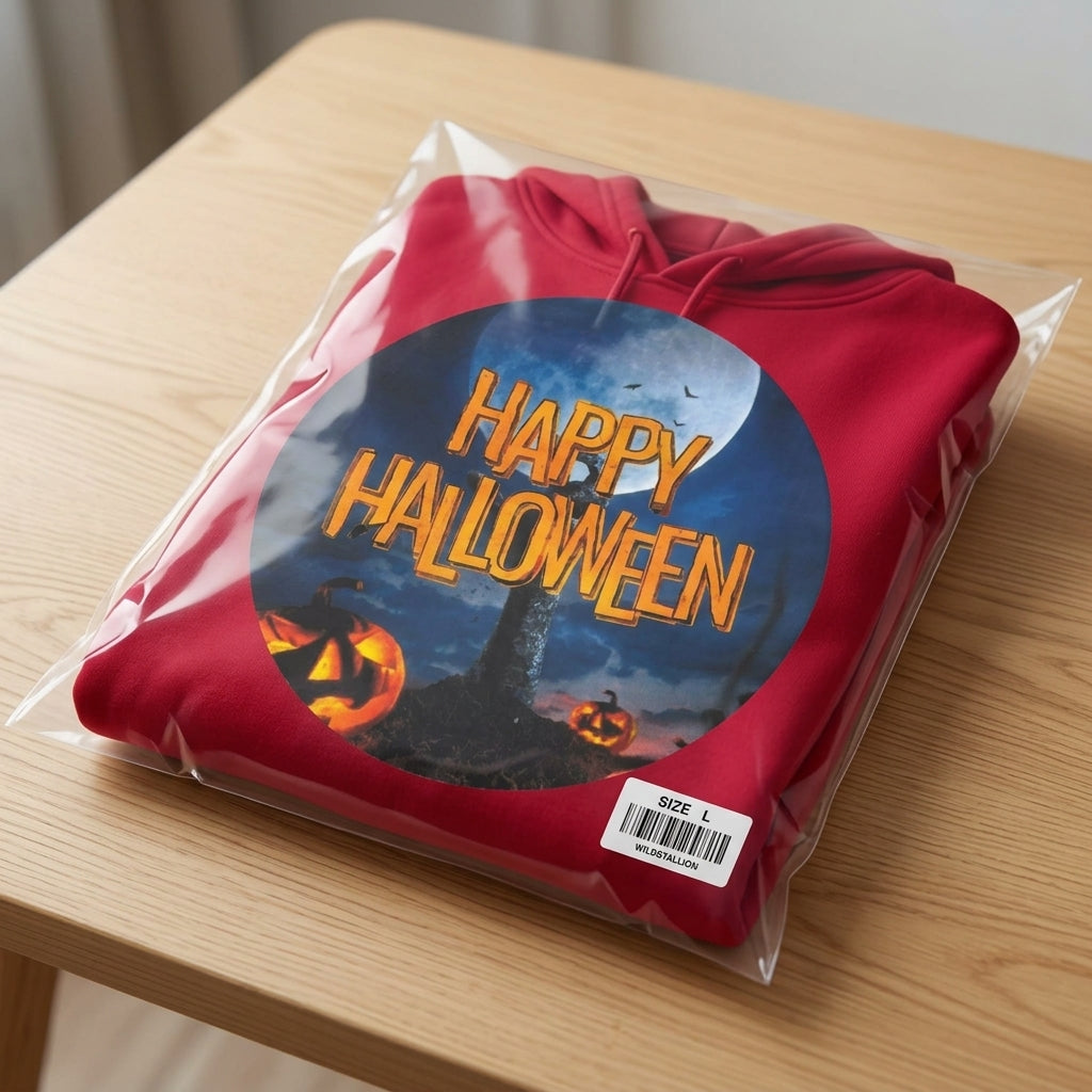 Happy Halloween Full Moon Graveyard Pumpkin Graphic Pullover Hoodie