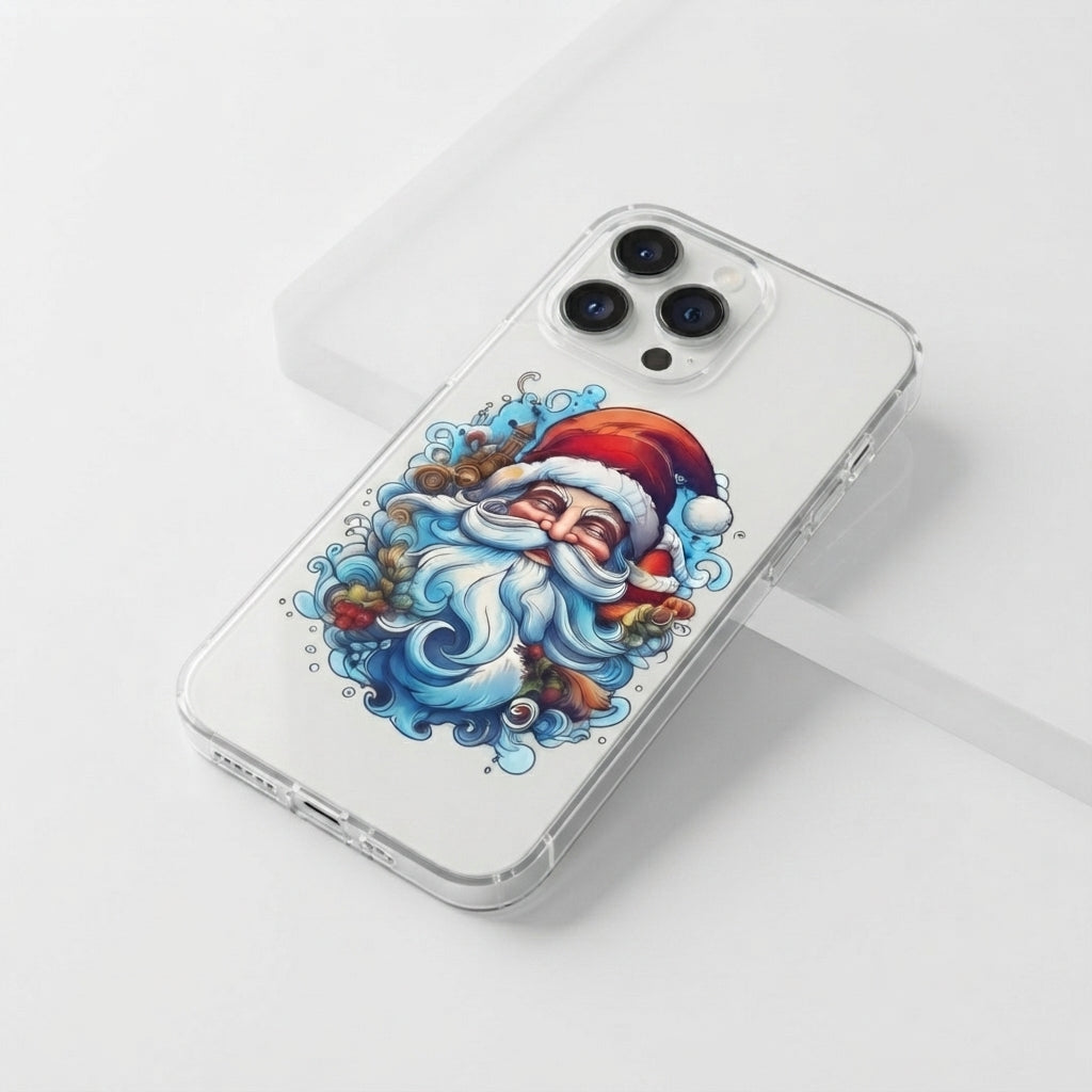 Psychic Trippy Psychedelic Santa Claus Clear Case for iPhone | Trippy Xmas Portrait Cover