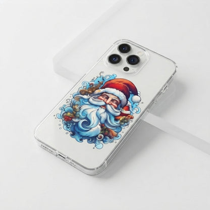 Psychic Trippy Psychedelic Santa Claus Clear Case for iPhone | Trippy Xmas Portrait Cover