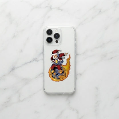 Dabbing Santa Riding Meteor Clear Case for iPhone | Funny Space Christmas Phone Cover