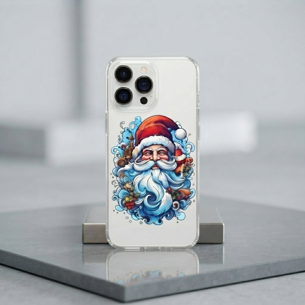 Psychic Trippy Psychedelic Santa Claus Clear Case for iPhone | Trippy Xmas Portrait Cover