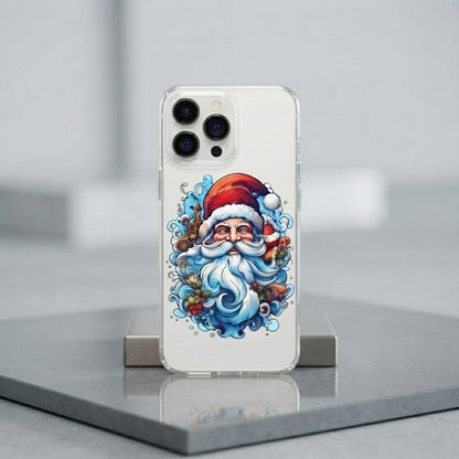 Psychic Trippy Psychedelic Santa Claus Clear Case for iPhone | Trippy Xmas Portrait Cover