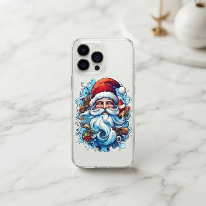Psychic Trippy Psychedelic Santa Claus Clear Case for iPhone | Trippy Xmas Portrait Cover