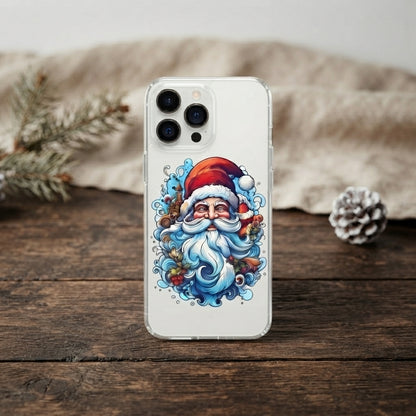 Psychic Trippy Psychedelic Santa Claus Clear Case for iPhone | Trippy Xmas Portrait Cover
